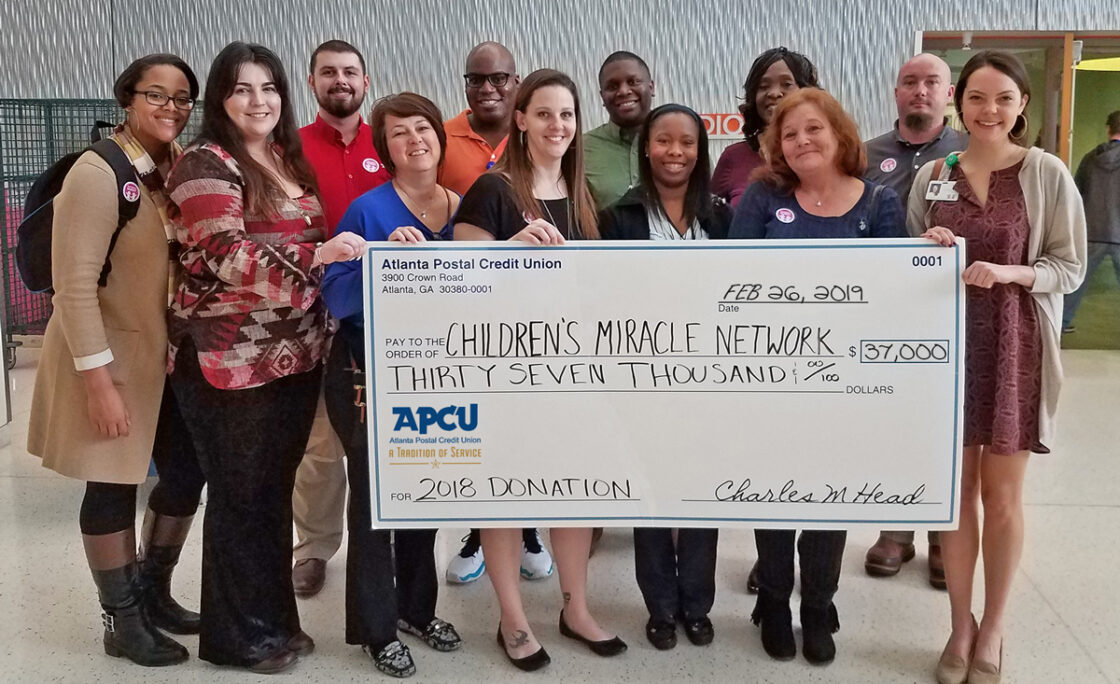 Atlanta Postal Credit Union donates $37K to Children's Miracle Network