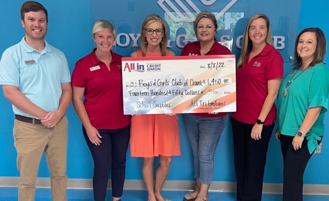 All In Credit Union Employees Donate to Local Boys and Girls Clubs