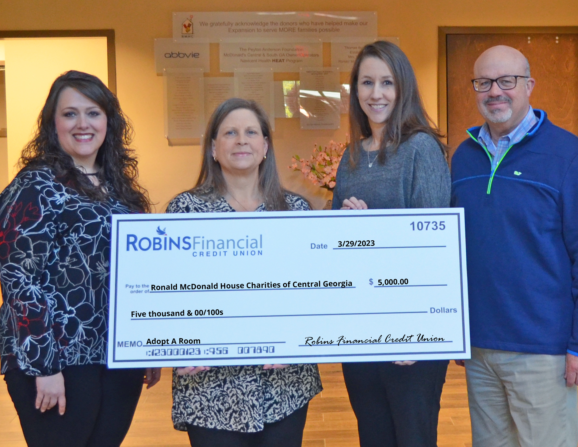 Robins Financial Credit Union Supports Ronald McDonald House