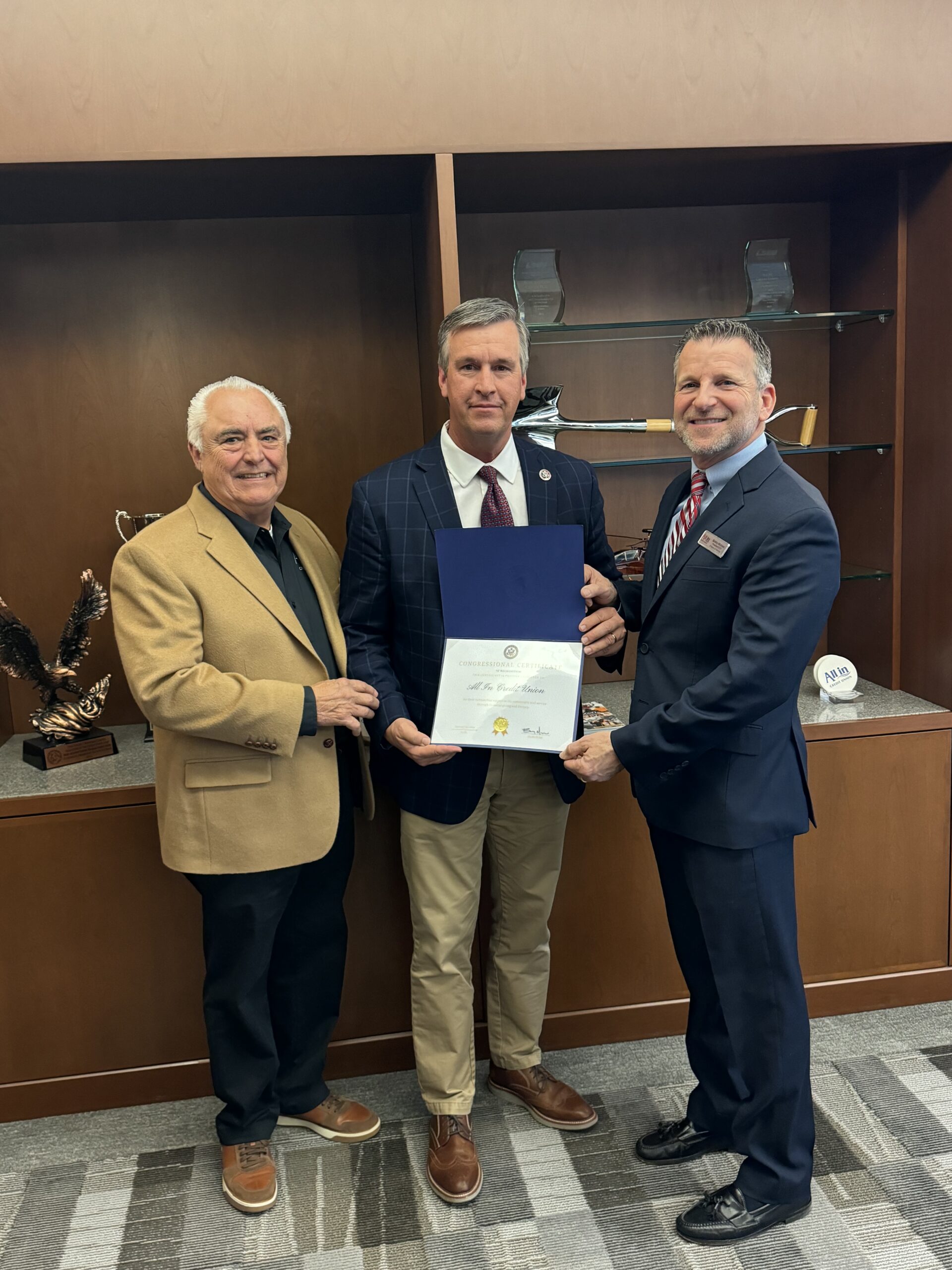 All In Credit Union Receives Congressional Certificate of Recognition for Outstanding Community Service