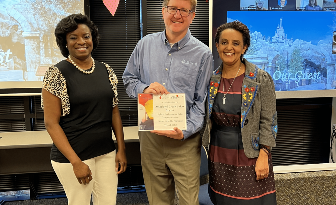 ASSOCIATED CREDIT UNION RECOGNIZED BY LEUKEMIA & LYMPHOMA SOCIETY FOR LIGHT THE NIGHT ATLANTA CAMPAIGN