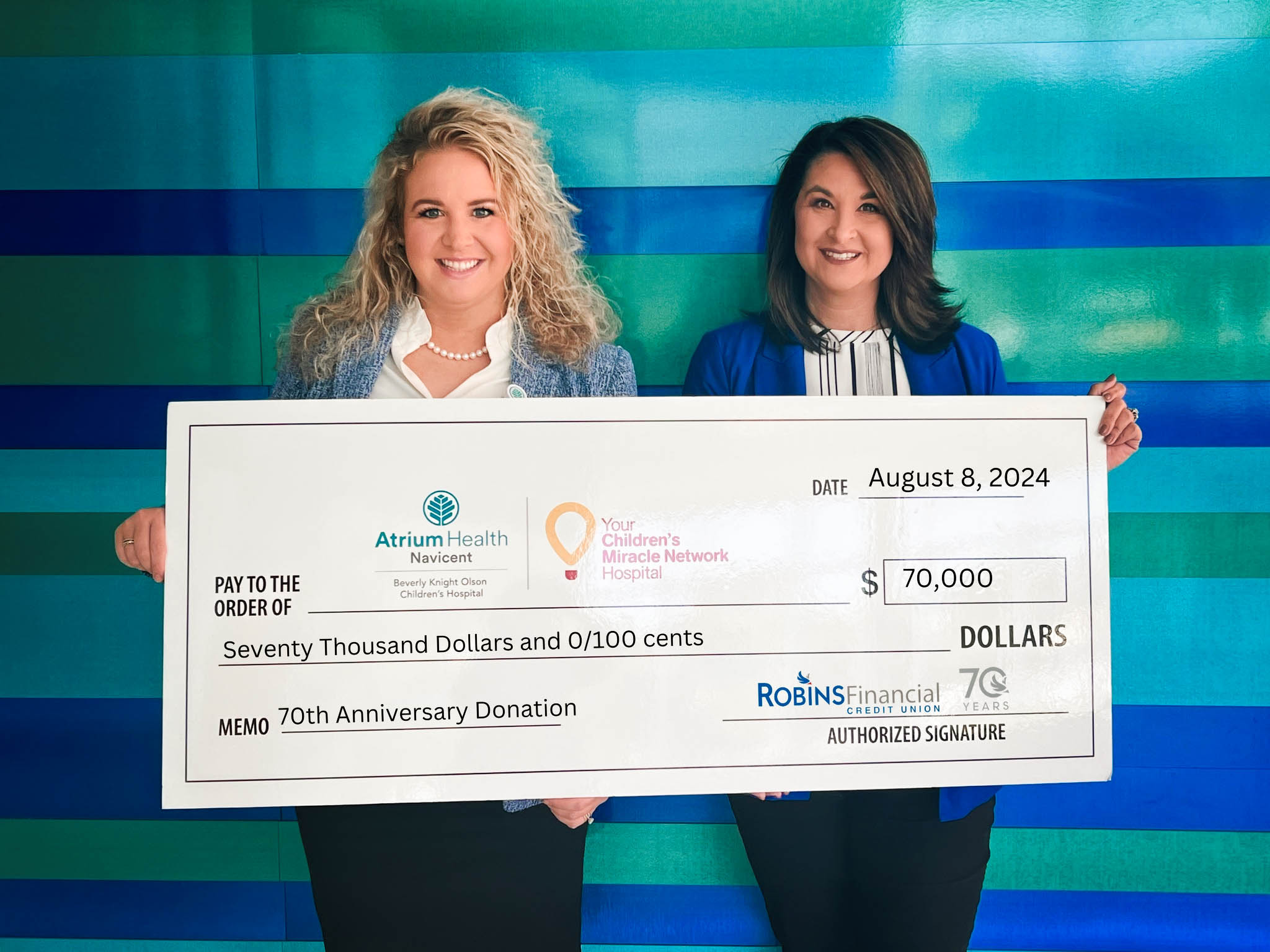 Robins Financial Credit Union Raises $70,000 for Local Children’s Hospital