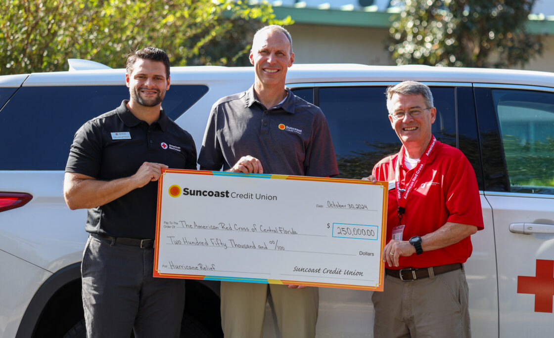 Suncoast Credit Union Contributes $250,000 to the American Red Cross of Central Florida as Part of Ongoing Hurricane Relief Efforts