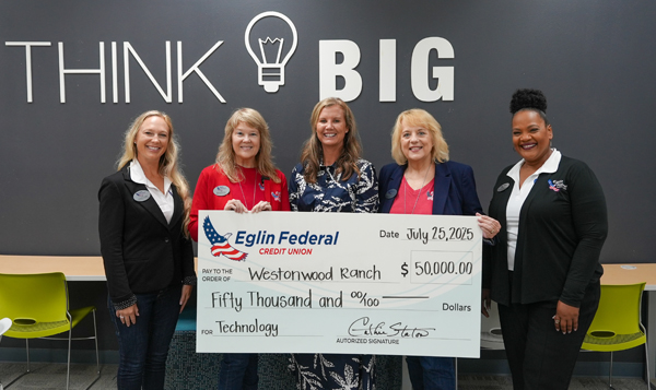 Eglin Federal Credit Union Donates $50,000 to Westonwood Ranch in Walton County for Technology Support