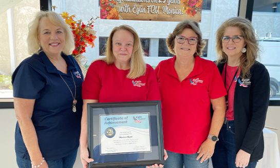 Eglin Federal Credit Union recognizes Senior ATM/ITM Operator Monica Hurd for 25 years of service