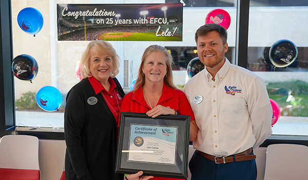 Eglin Federal Credit Union Recognizes PAL & Title Supervisor Lela Corlew for 25 Years of Service