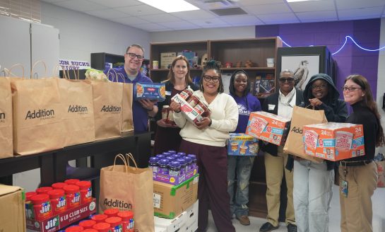 Addition Financial Volunteers Deliver More Than a Ton of Food to Restock Renovate to Educate School Pantries
