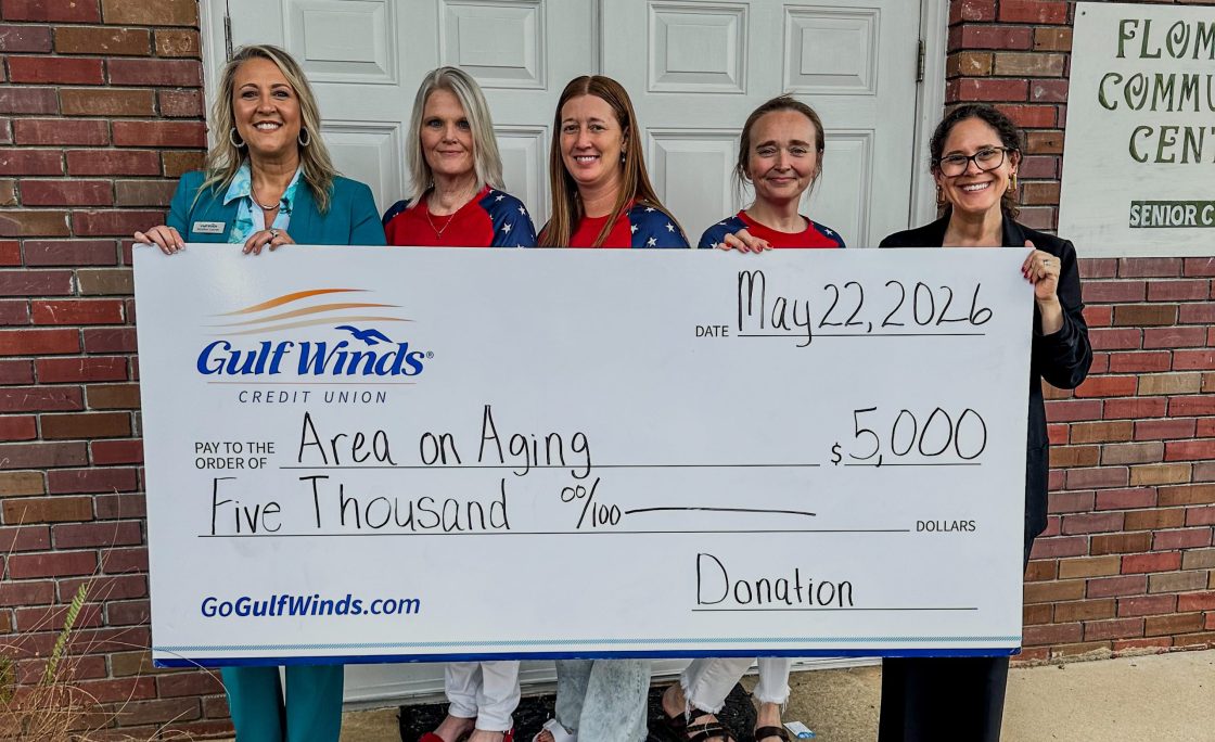 Gulf Winds Celebrates Older Americans Month with $5,000 Donation to the Escambia County Alabama Area Agency on Aging