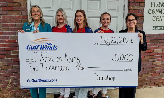 Gulf Winds Celebrates Older Americans Month with $5,000 Donation to the Escambia County Alabama Area Agency on Aging