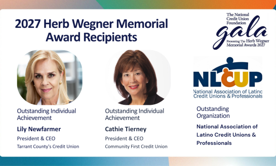 NATIONAL CREDIT UNION FOUNDATION ANNOUNCES 2027 HERB WEGNER AWARD RECIPIENTS