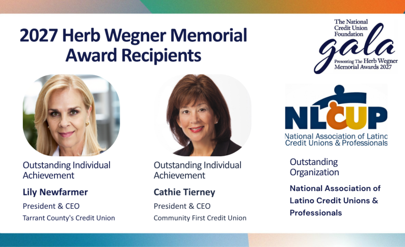 NATIONAL CREDIT UNION FOUNDATION ANNOUNCES 2027 HERB WEGNER AWARD RECIPIENTS